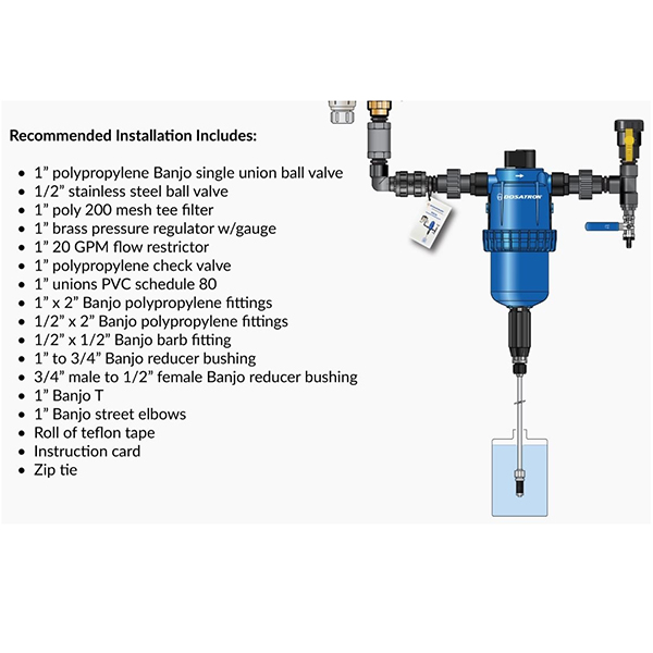 Dosatron Water Powered Doser, 20GPM INJECTOR .2 TO 1.5% VF SEALS