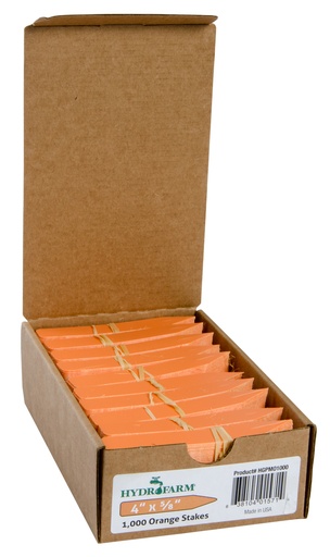 [HGPMO1000] Hydrofarm Plant Stake Labels, Orange, 4" x 5/8"