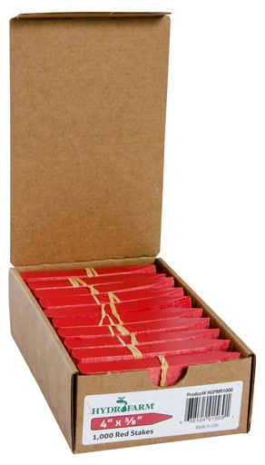[HGPMR1000] Hydrofarm Plant Stake Labels, Red, 4" x 5/8"
